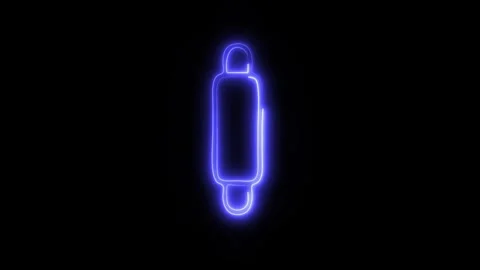 Glowing Rolling Pin Icon in HD Video Neon Animation Stock Footage 304554703