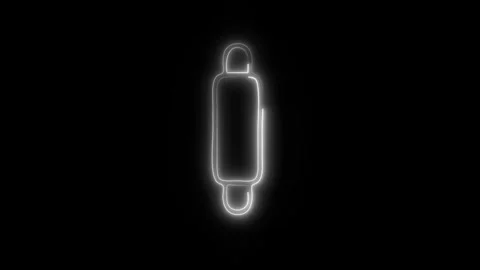 Glowing Rolling Pin Icon in HD Video Neon Animation Vidéo 304554704