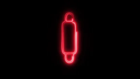 Glowing Rolling Pin Icon in HD Video Neon Animation Stock-Footage 304554712