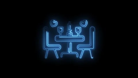 Glowing romantic dinner scene on black background animation for valentines .. Stock Footage 345991311