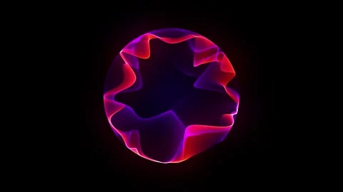 Glowing rotating particle neon 3d sphere in the Universe. Virtual assistant.. Stock Footage 290048993