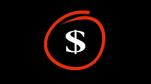 Glowing Rough-Edged Dollar Sign Icon | Financial Wealth Symbol Stock Footage 309409593