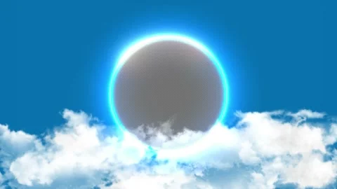 Glowing Round Center Frame with Clouds Stock-Footage 202001720