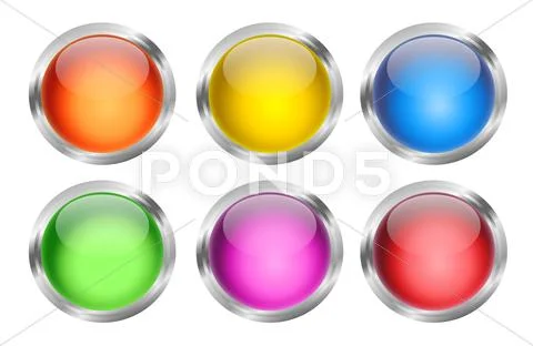 Glowing Round Web Buttons Stock Illustration