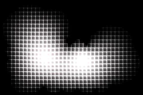 Glowing rounded squares grid pattern with dark background and bright light Stock Illustration