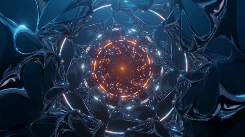 Glowing Sacred Geometry Tunnel Loop Stockbeeldmateriaal 348863491
