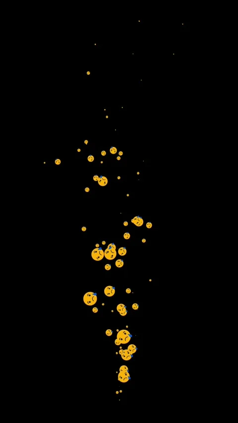 Glowing sad crying face emoji expressions rising as motion particles on bla.. Stock-Footage 346293804