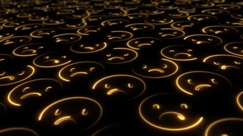 Glowing Sad Faces Pattern Social Media Background Stock Footage 345527139