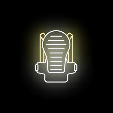 Glowing safety back protector neon line icon Stock Illustration