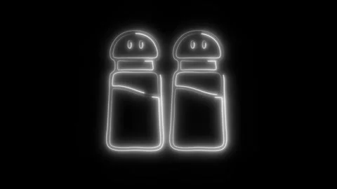 Glowing Salt and Pepper Icon in HD Video Neon Animation Stock Footage 304556367
