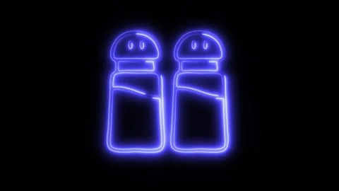 Glowing Salt and Pepper Icon in HD Video Neon Animation Vidéo 304556368