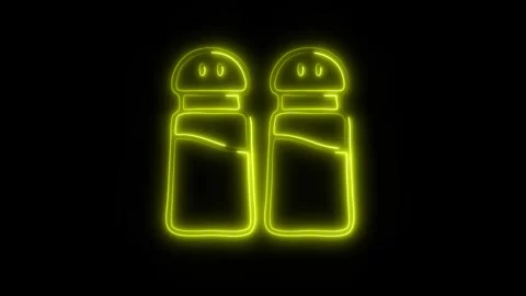Glowing Salt and Pepper Icon in HD Video Neon Animation Vidéo 304556369