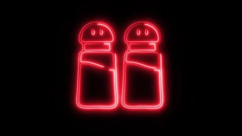 Glowing Salt and Pepper Icon in HD Video Neon Animation Video stock 304556370