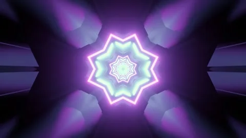 Glowing sci fi tunnel with geometric interior 3d illustration Stock Footage 160817112