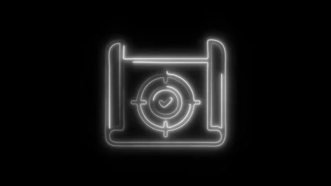 Glowing Scope Icon and Symbol in HD Video Neon Stock Footage 304558589