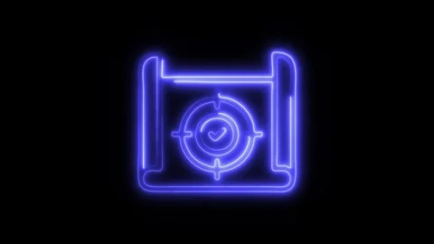 Glowing Scope Icon and Symbol in HD Video Neon Stock Footage 304558611