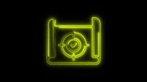 Glowing Scope Icon and Symbol in HD Video Neon Stock Footage 304558621