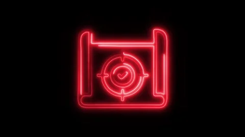 Glowing Scope Icon and Symbol in HD Video Neon Stock Footage 304558643