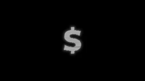 Glowing scribble dollar sign on black background Stock Footage 308940996