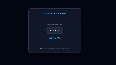 Glowing secure ATM terminal cash withdrawal interface UI with transaction c.. Stock Footage 343507620