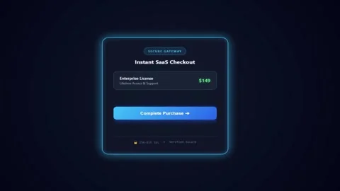 Glowing secure e-commerce checkout interface animation with enterprise lice.. Stock Footage 343507631