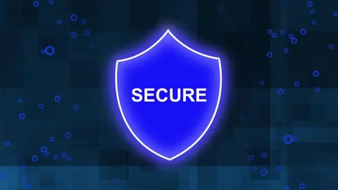 Glowing secure shield on digital cybersecurity background. Glowing secure s.. Stock Footage 337815806