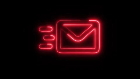 Glowing Send Mail Icon in HD Video Neon Animation Stock Footage 304555547