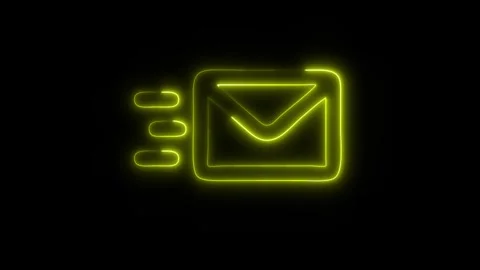 Glowing Send Mail Icon in HD Video Neon Animation Видео 304555553