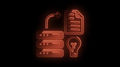 Glowing server data transfer process with lightbulb idea on black background Stock Footage 322975052