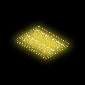 Glowing server rack representing data center and cloud computing イラスト素材