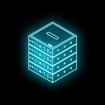 Glowing server rack symbolizing cloud computing and data storage Stock Illustration