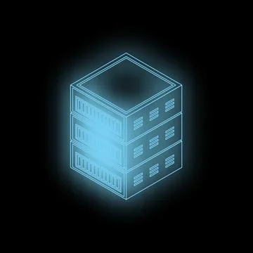Glowing server rack symbolizing data storage and processing power Ilustração Stock