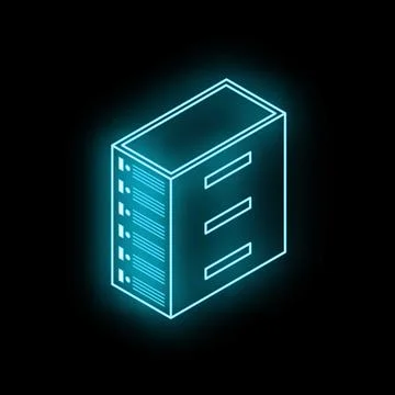 Glowing server rack symbolizing data storage and network infrastructure Stock Illustration