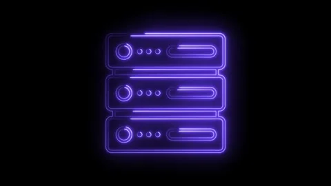 Glowing server stack animation on black background for data storage and pro.. Stock Footage 314537909