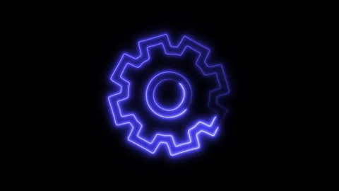 Glowing Setting Icon in HD Video Neon Animation Vídeo Stock 304556307