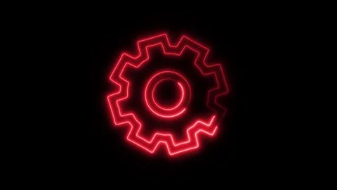 Glowing Setting Icon in HD Video Neon Animation 스톡 동영상 304556315