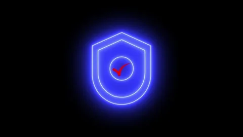 Glowing Shield with Check Mark  Verified Security and Protection Icon Stock Footage 309041597