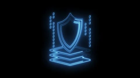Glowing shield over layers with data streams animation for cybersecurity co.. Stock Footage 316673200