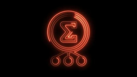 Glowing sigma symbol with network node connection on black background animated Stock Footage 322969832