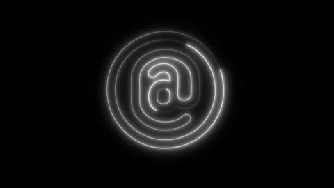 Glowing At Sign Icon in HD Video Neon Animation 库存影片 304555536