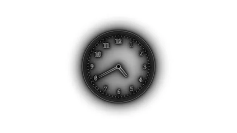Glowing simple minimalist analog clock isolated animation on white backgrou.. Stock Footage 304395617