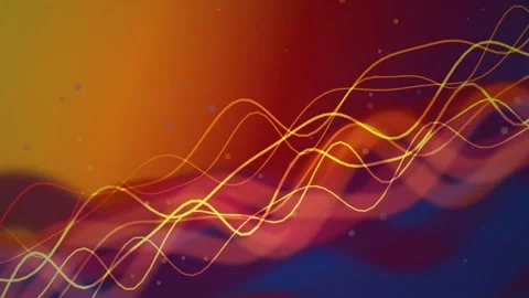 Glowing sine wave lines undulate horizontally in a seamless loop Stock Footage 341070666