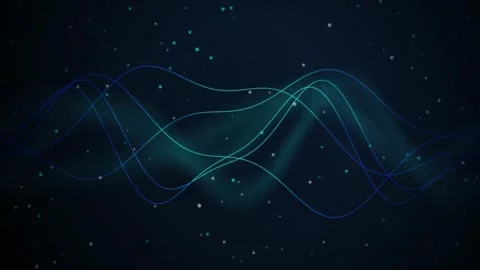 Glowing sinusoidal sound waves flow in a seamless loop Stock Footage 342519185