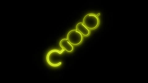 Glowing Skewer Icon in HD Video Neon Animation Vídeos de archivo 304554763