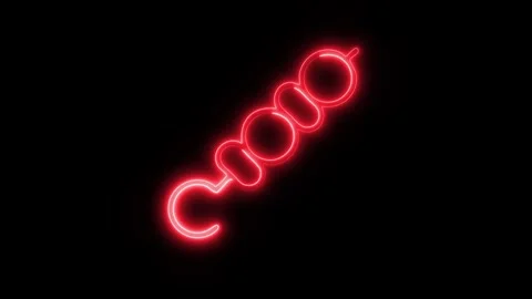 Glowing Skewer Icon in HD Video Neon Animation 動画素材 304554764