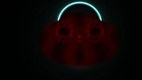 Glowing Skull Headphones Nighttime. Stock Footage 337513974