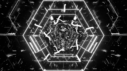 Glowing Skull Tunnel VJ Loop Stock Footage 261974490