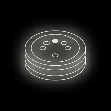 Glowing smart home device forming stack on black background Illustrazione stock