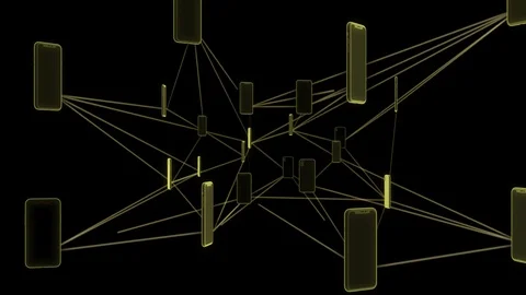 Glowing smart phones connected network Stock Footage 120001155