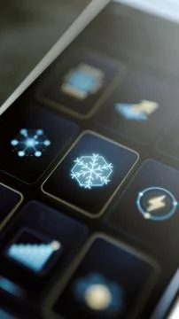 Glowing snowflake inside blue bordered square Stock Photos